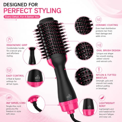 SWIREUK Spazzola Asciugacapelli e Volumizzante 4-in-1